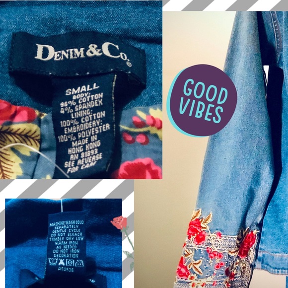 💝👼😇 DENIM & CO. - you Embroidered Jean Jacket & Pants - Size S/M - Picture 6 of 6